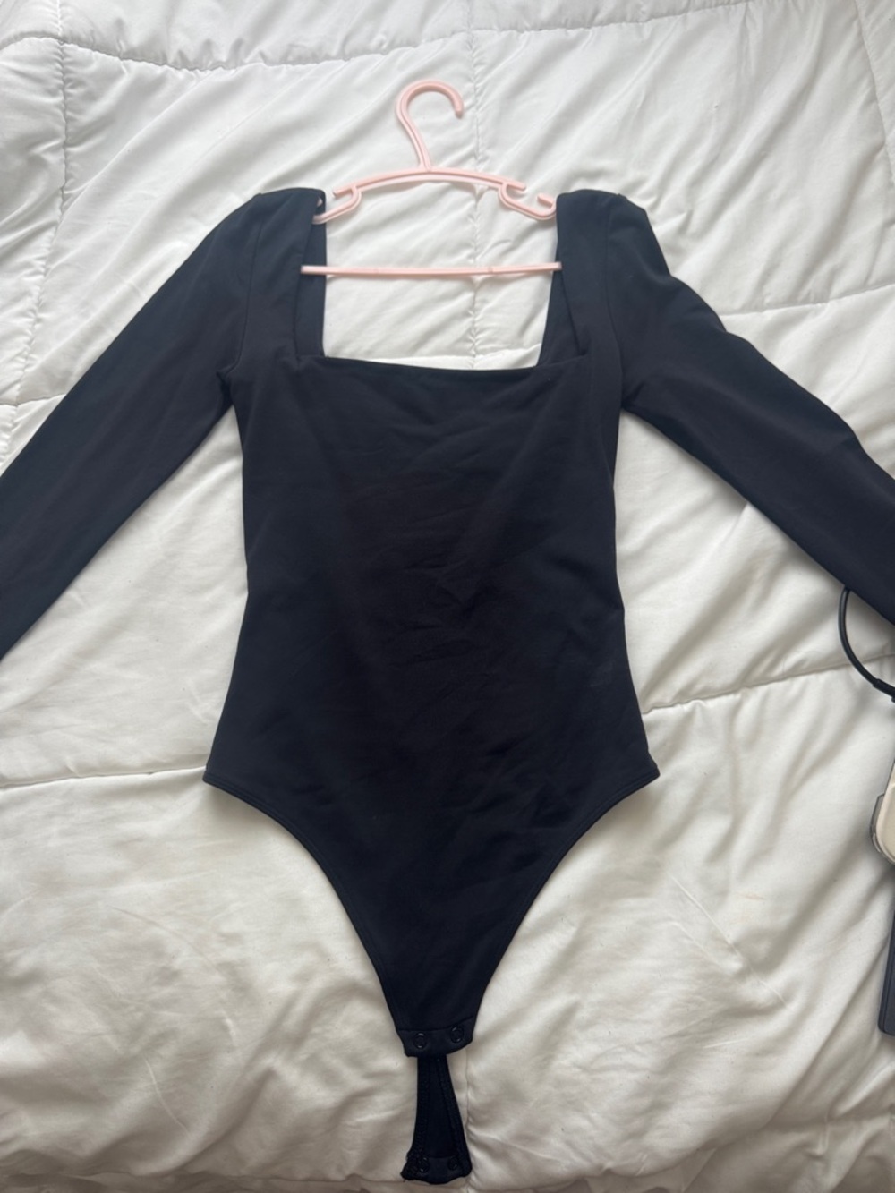 Aritzia Babaton Black Long-Sleeve Square Neck Womens One-Piece Bodysuit